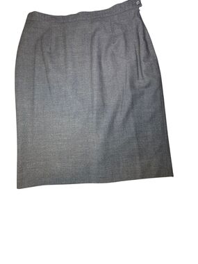 Vtg Rena Rowan Grey Stretch Wool Blend Pencil Skirt Size 16 High Waisted Career